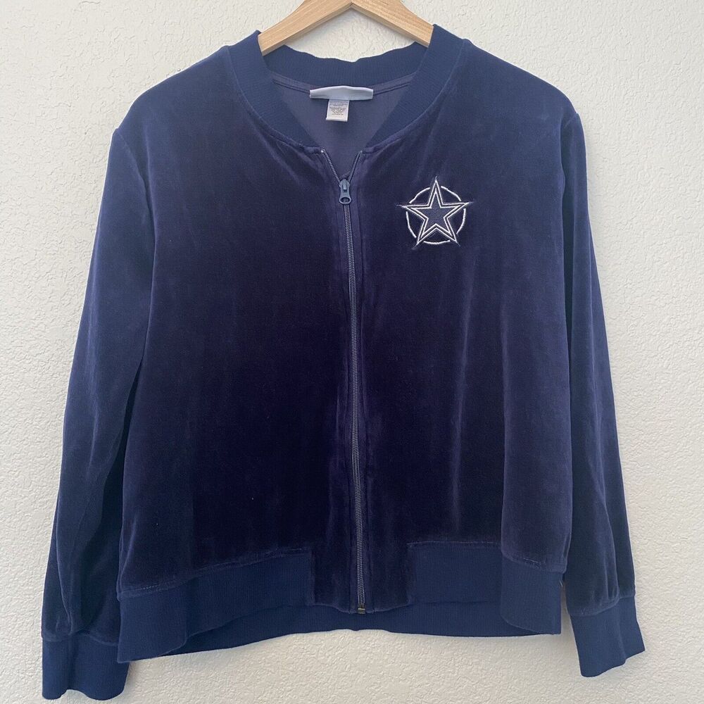 Dallas Cowboys Her Style Jacket Women’s Size Large Full Zip Dark Blue